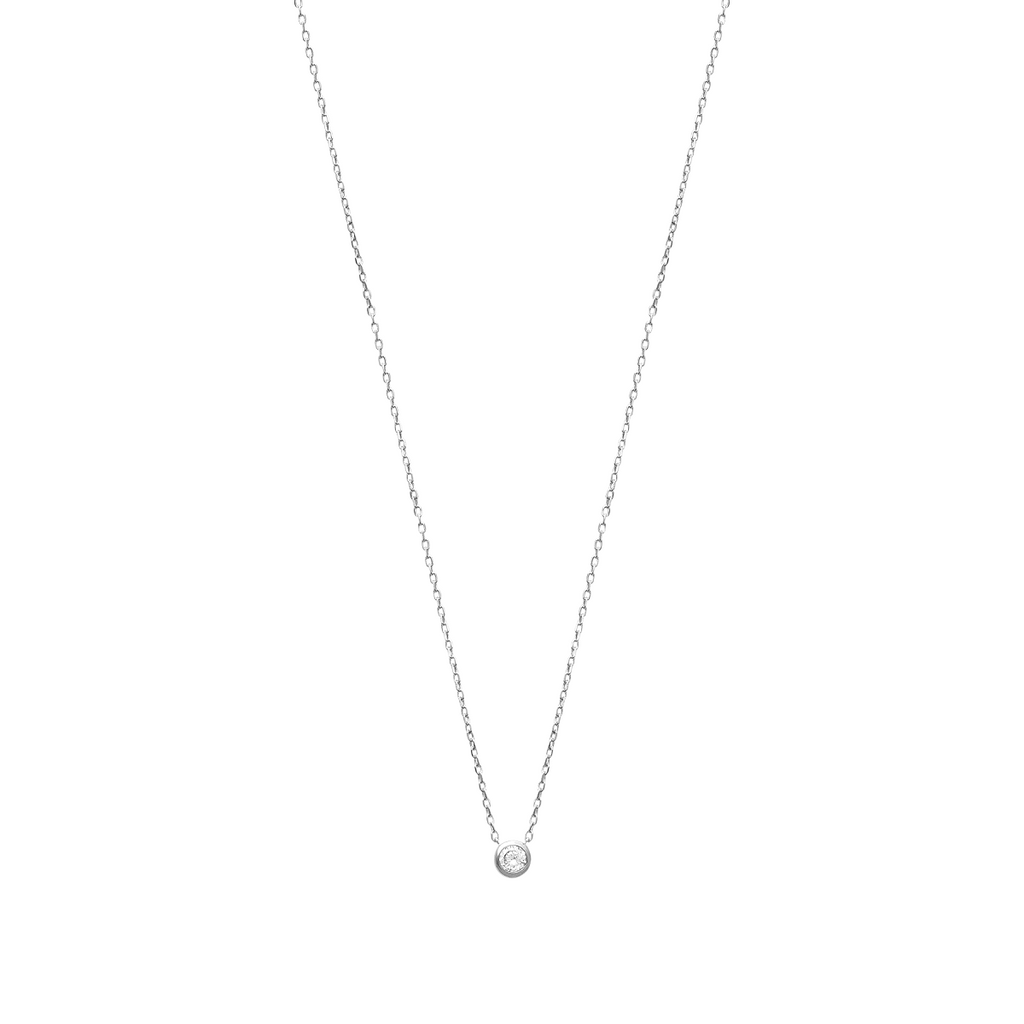 Liberty Solitaire Necklace in 925 Sterling Silver Plated Rhodium