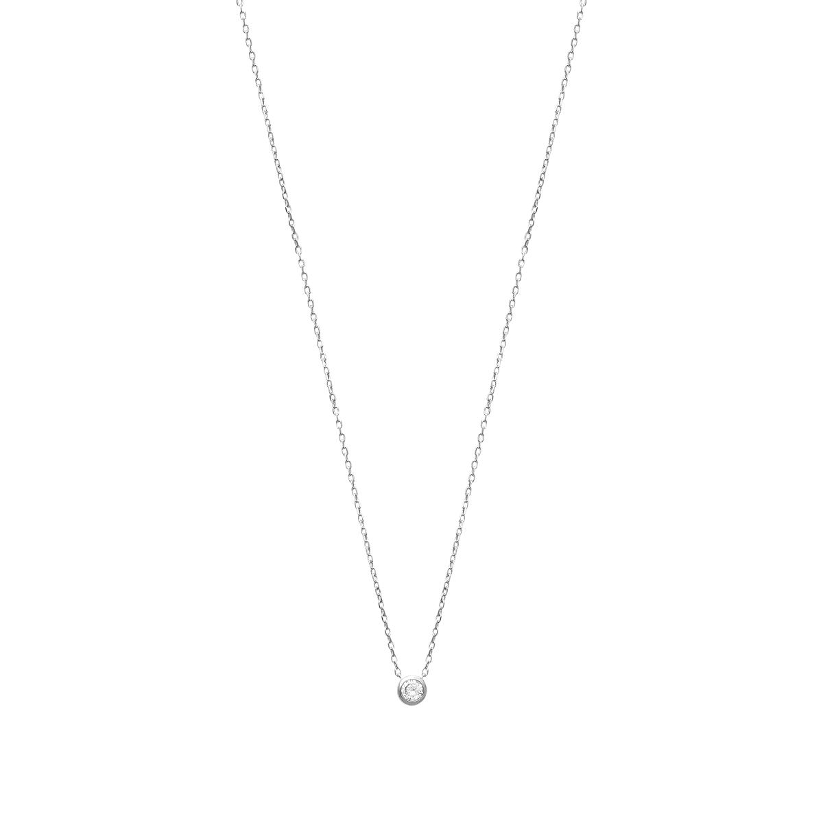Liberty Solitaire Necklace in 925 Sterling Silver Plated Rhodium