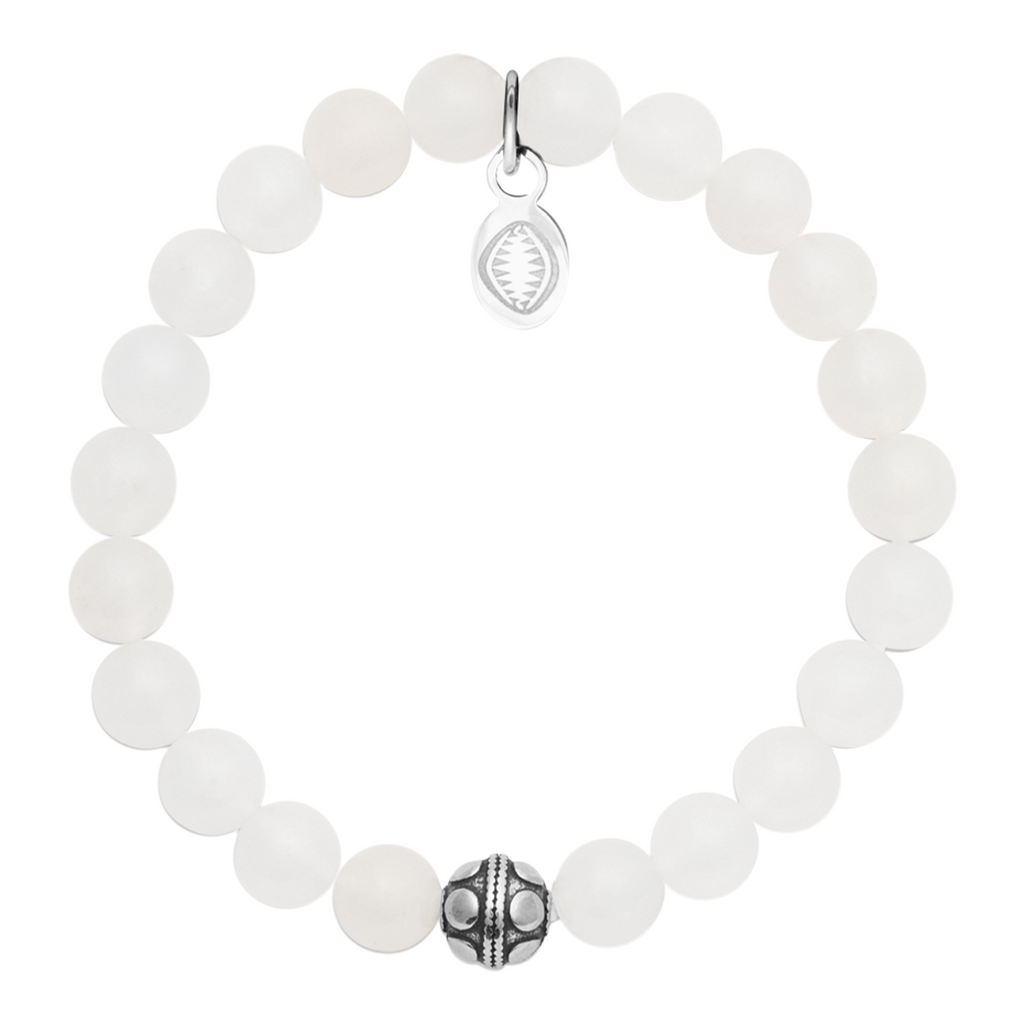 Rio Stainless Steel BracDBCADHFCelet White Jade with Steel Bead   Small